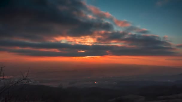 Zonsondergang Een Prachtig Panorama Een Verval — Stockvideo
