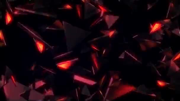 Zářící skleněné trojúhelníky Vj smyčka — Stock video