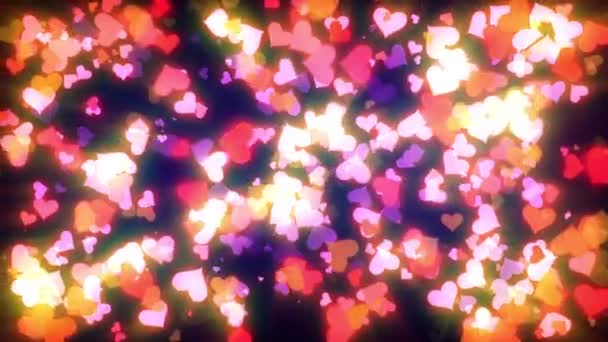 Glühende Herzen Partikel Schleife — Stockvideo