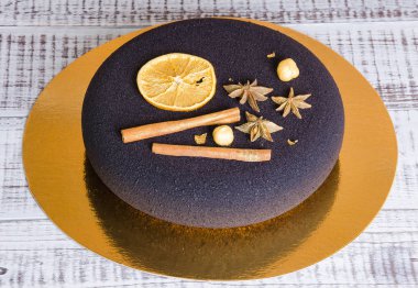 Çikolata kadife Noel Mus kek bazı dekorasyon ile 