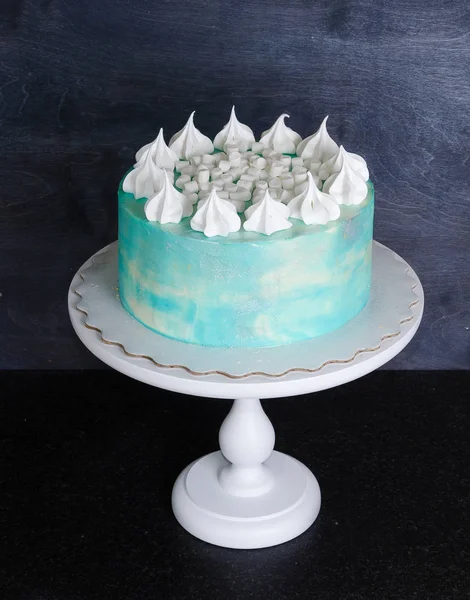 マシュマロとマドリー ライト ブルー クリーム チーズ ケーキ — ストック写真