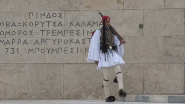 Griechische Präsidentengarde im zeremoniellen Dienst — Stockvideo