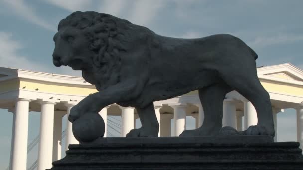Ένα λιοντάρι Medici έξω από το Μέγαρο του Βοροντσώφ στην Οδησσό, — Αρχείο Βίντεο