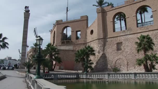 Mauern der Roten Burg in Tripolis, Libyen — Stockvideo