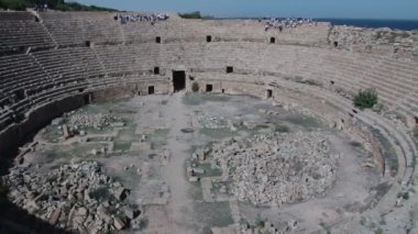 Libya'da Leptis Magna, amfi, geniş çekim