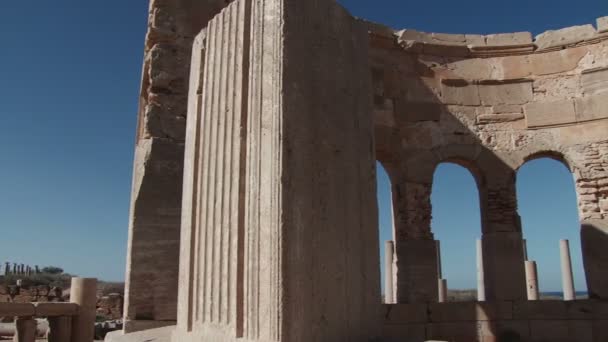 Panorámica en el mercado de Leptis Magna, Libia — Vídeo de stock