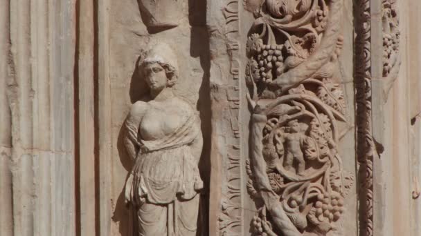 Details van de fresco's op de boog van Septimius Severus — Stockvideo