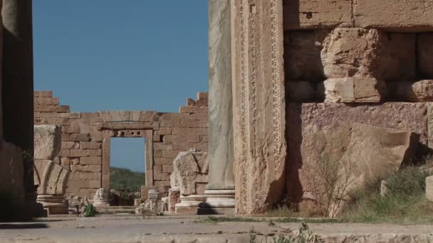 Baixo tiro largo do fórum de Leptis Magna — Vídeo de Stock