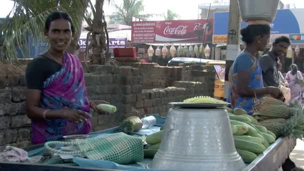 Indian Women selling fruit — Stock Video