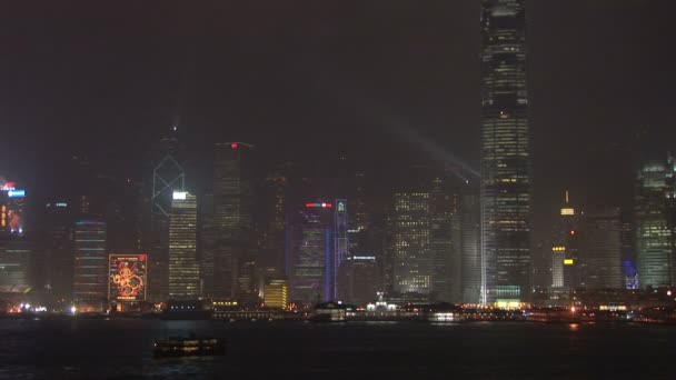 Hong kong skyline 's nachts — Stockvideo