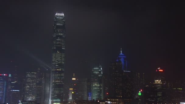 Hong kong skyline 's nachts — Stockvideo