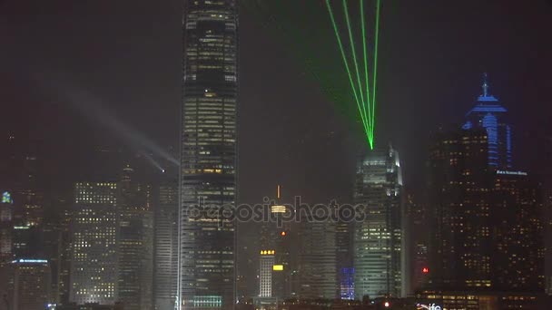 Hong kong skyline à noite — Vídeo de Stock