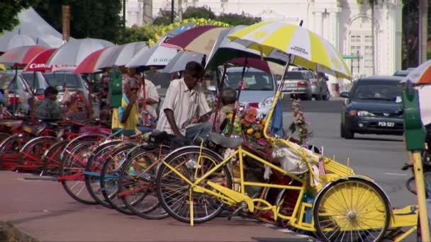 Rickshaws in Penang Malaysia — Stock Video