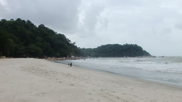 Fırtınalı bir seyir gününde Güney Bali rüzgârlı bir beach — Stok video