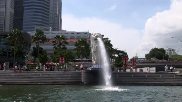 新加坡鱼尾狮喷泉 — 图库视频影像
