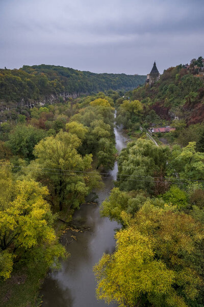 The canyon of the Smotrych River in Kamianets-Podilskyi