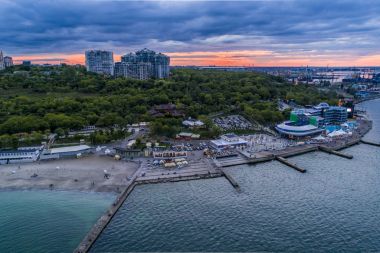 Drone görüntü Langeron Beach Odessa Ukrayna