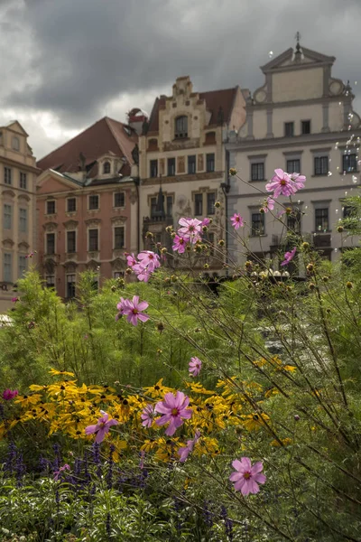 ヤン ・ フス像プラハでの花 — ストック写真