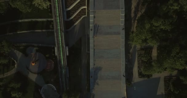 Hava Kamera Potemkin Merdivenleri Odessa Ukrayna Üzerinde Doğrudan Aşağı Görünüyor — Stok video