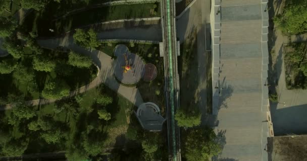 Luchtfoto Camera Vliegt Langs Potemkin Stappen Terwijl Direct Omlaag Origineel — Stockvideo