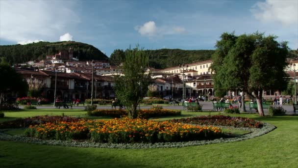 Çiçeklik Plaza Armas Cusco Peru — Stok video