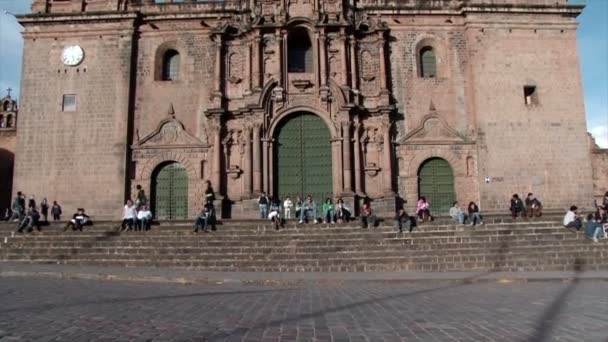 Tilt Sparato Alla Cattedrale Cusco Plaza Armas Perù — Video Stock