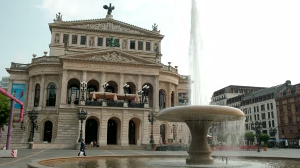 Brede Statische Opname Van Alte Oper Operatheater Frankfurt Genomen Uit — Stockvideo