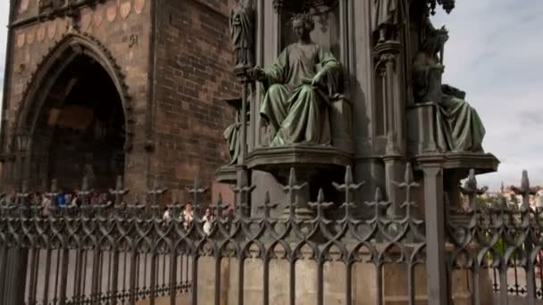 Camera Moves Tilts Show Old Town Bridge Tower Charles Bridge — Stock Video