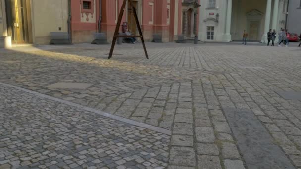 Tilta Upp Fasaden George Basilica Prague Castle Tjeckien Fin Solnedgång — Stockvideo