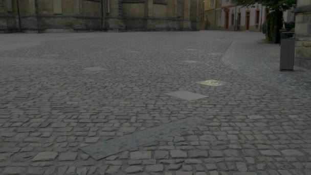 在捷克共和国布拉格城堡的圣圣维特大教堂倾斜 太阳在大教堂后面 — 图库视频影像