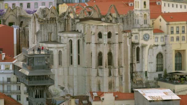 Elevato Metà Scatto Del Convento Carmo Dell Elevatore Santa Justa — Video Stock