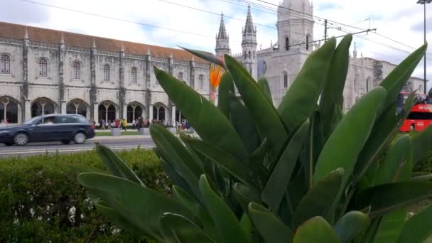 Lisboa Portugal Mayo 2019 Levanta Cámara Para Revelar Autobús Turístico — Vídeo de stock