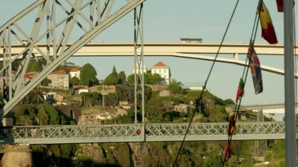 Porto Portekiz Deki Ponte Luis Kemerinden Ponte Infante Doğru Bakan — Stok video