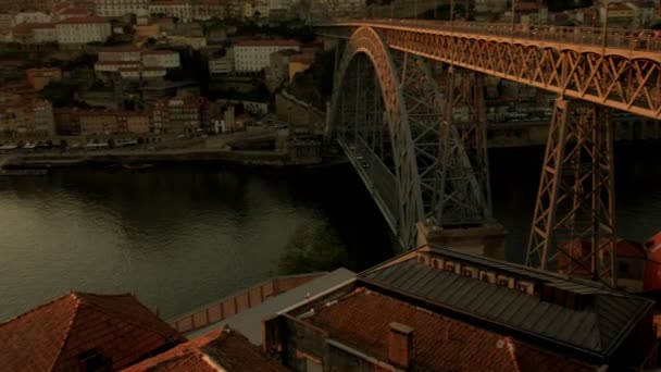 Pan Clip Ponte Luis River Douro Ponte Arrabida Porto Portugal — стокове відео