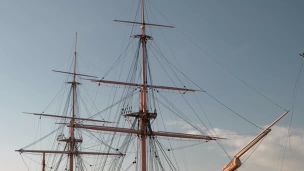 Inclinado Desde Mástiles Hasta Casco Hms Warrior Portsmouth Historic Dockyard — Vídeo de stock