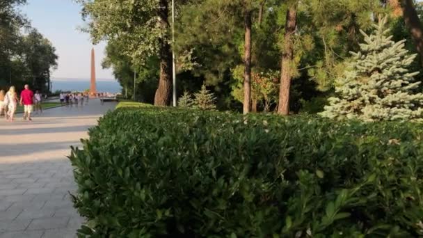 Kamera Zjeżdża Krzaków Aby Odsłonić Aleję Chwały Pomnika Nieznanego Żeglarza — Wideo stockowe