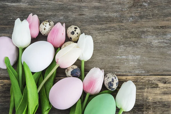 bıldırcın yumurtası ve Lale Paskalya arka plan