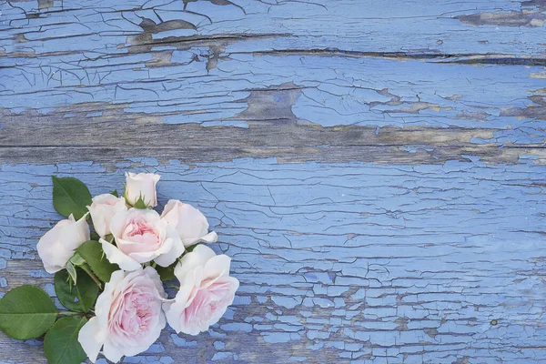 Romantické Přání Kytice Růžových Anglických Růží Starém Pai — Stock fotografie