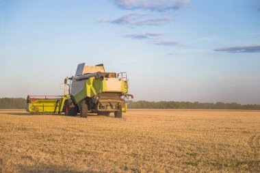 Güneşli tarlalarda hasatçı ya da harman makinesini bir araya getirmek