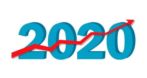 Motywacyjna ilustracja dla biznesu. czerwona strzałka w górę wykres na 2020 nowy rok. — Wektor stockowy