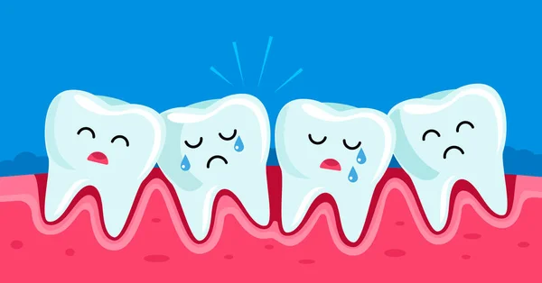 Dentes tortos em crianças. doença periodontite. conceito de odontologia pediátrica . — Vetor de Stock
