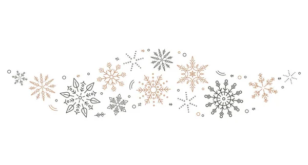 Сірий вихор золотих сніжинок і зірок. Новорічний елемент. концепція Різдво . — стоковий вектор