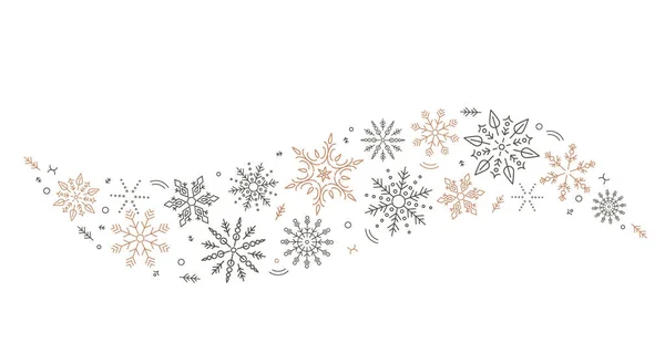Сірий вихор золотих сніжинок і зірок. Новорічний елемент. концепція Різдво . — стоковий вектор