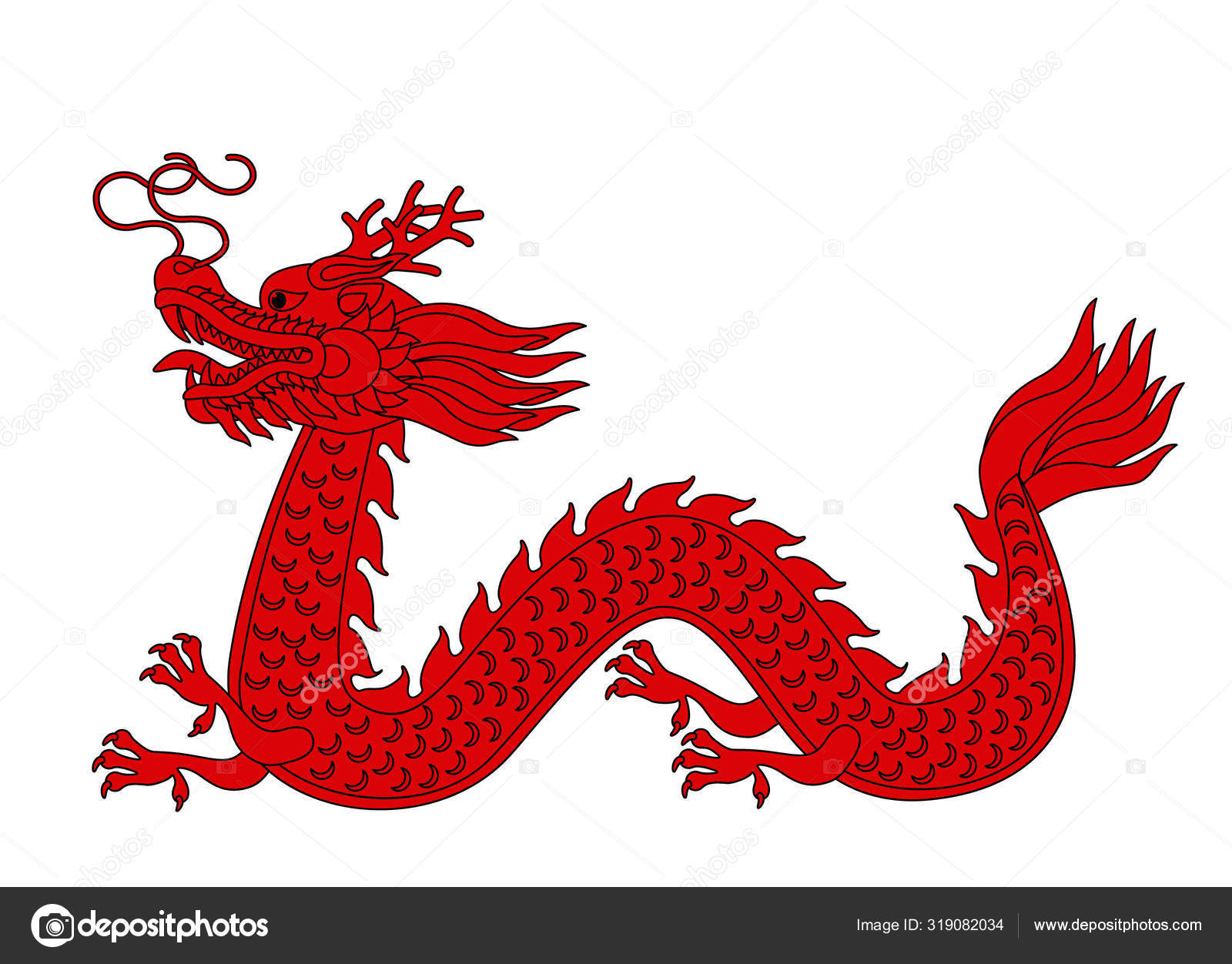 Chinese or eastern red dragon isolated Royalty Free Vector