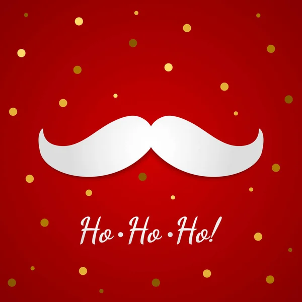 Moustache du Père Noël en papier blanc, masque masqué dans un style moderne et l'inscription Ho-Ho-Ho . — Image vectorielle