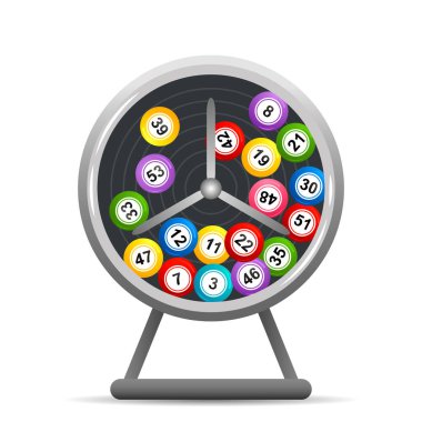Loto davulunu tombala toplarıyla döndür. Piyango sayacı.