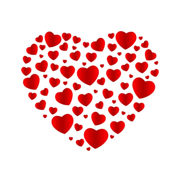 Jasně růžové abstraktní srdce, složené z mnoha srdcí. Koncept Valentýna, Den matek, Valentýna, svatba — Stockový vektor