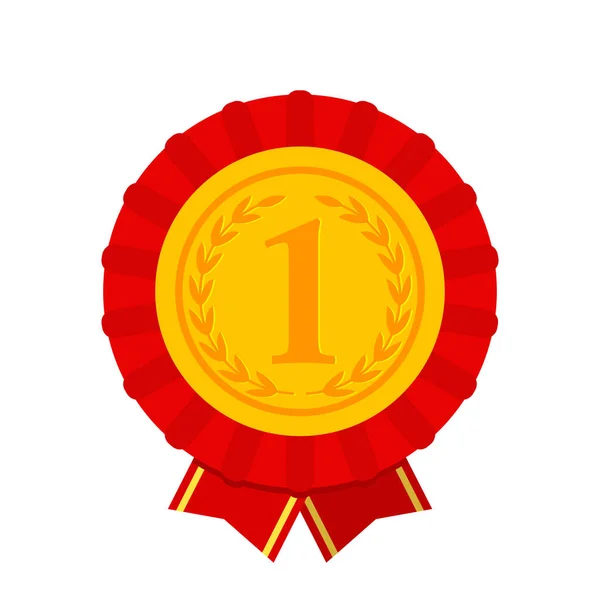 1 lugar de oro, medalla. Icono del premio a la mejor elección. vector plano — Archivo Imágenes Vectoriales