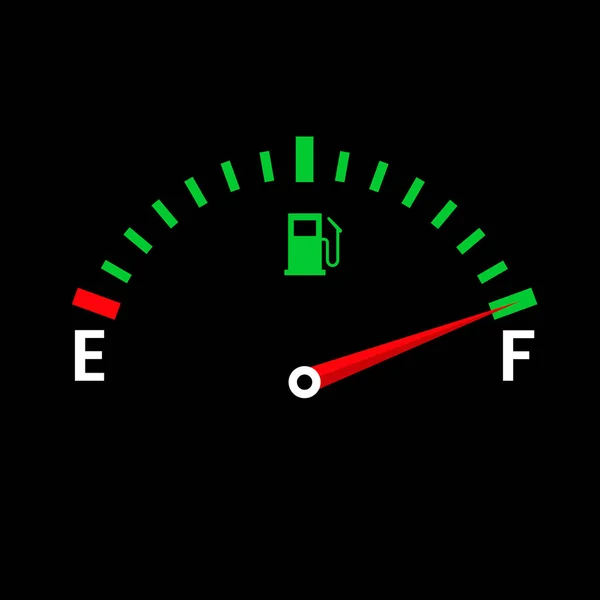 Meter vector tank volledig pictogram. Dashboard met brandstofniveau in de tank. — Stockvector