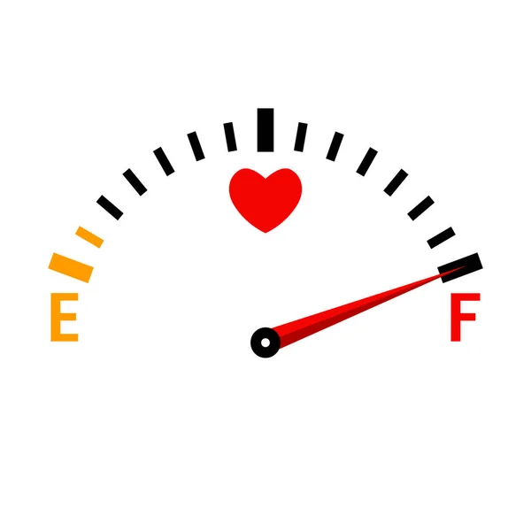 Love meter. The speedometer of love. Valentines day card design element. — 스톡 벡터